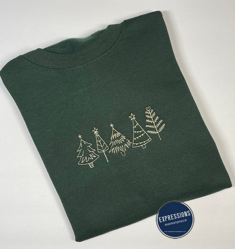 Christmas Trees - Crewneck Sweatshirt - Embroidery – Expressions