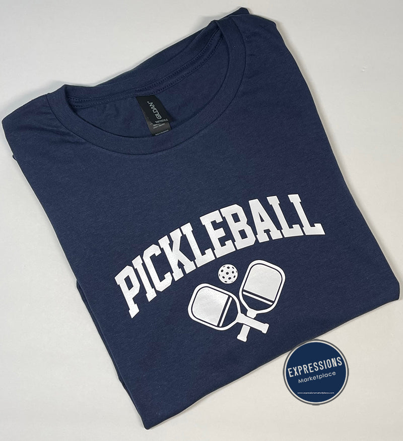 Pickleball - Varsity Letters - Double Paddle - Unisex T-Shirt - Adult