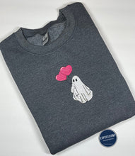 Load image into Gallery viewer, Valentine - Ghost - Heart - Balloons - Crewneck Sweatshirt - Embroidery
