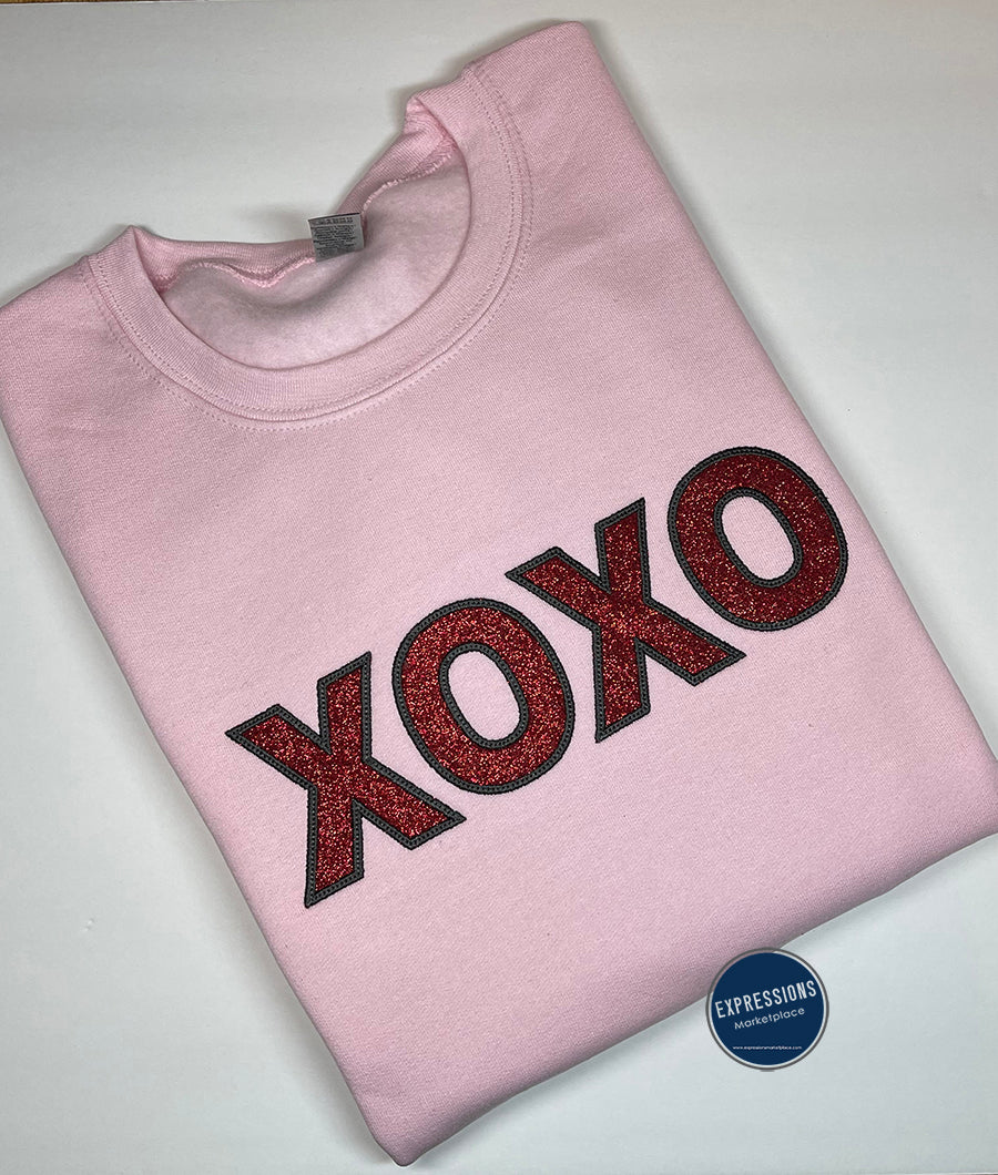 Valentine - XOXO - Glitter - Crewneck Sweatshirt - Embroidery